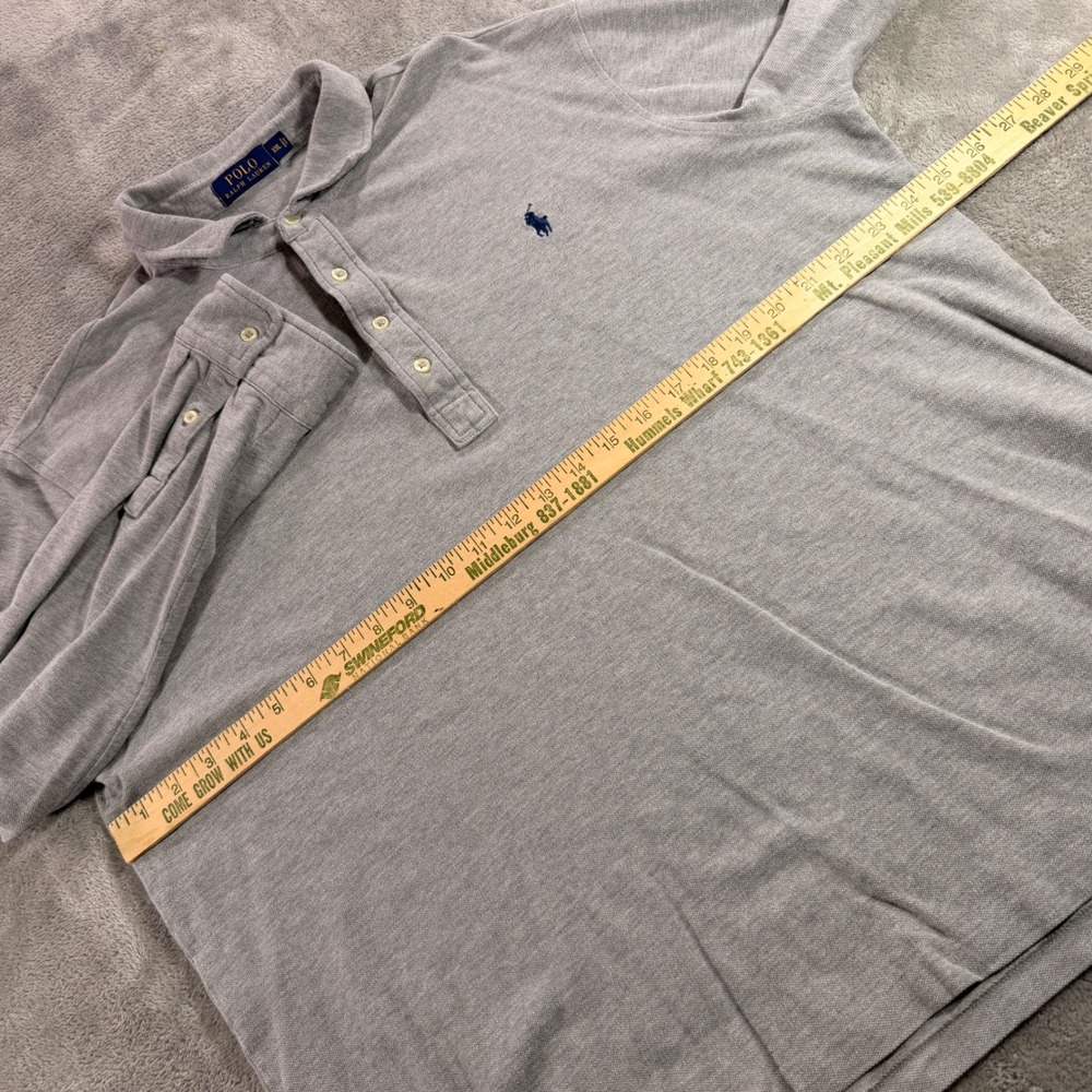 Polo Ralph Lauren Polo Shirt Men XXL Gray Long Sleeve Pique Cotton 3947 - Picture 3 of 10